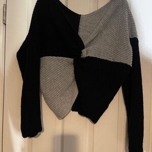 Colorblock Black and Gray Women Sweater